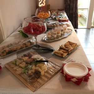 Kosher birthday party catering with cheeseboard and bourek